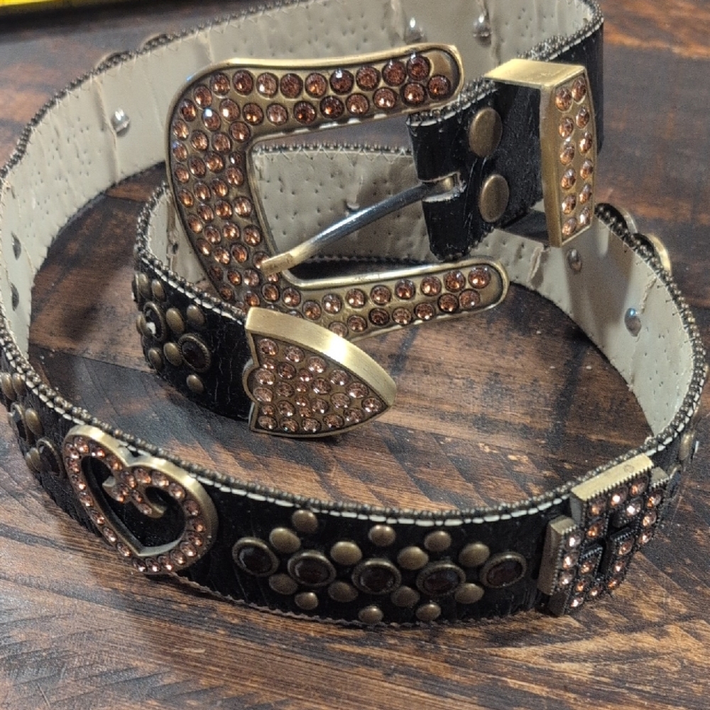 Studded Black and Gold Women's Belt